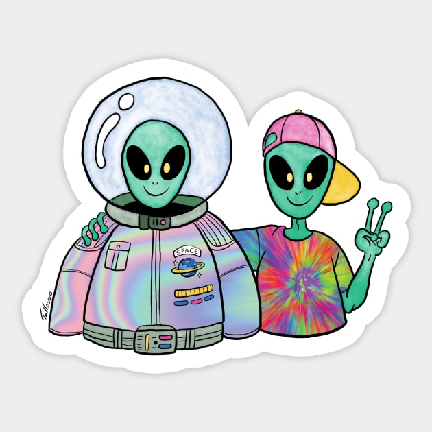 Alien friends Sticker by tallesrodrigues